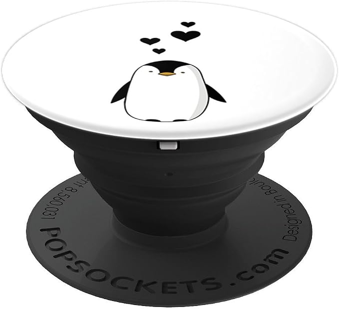 Cute Penguin with Hearts - I Love Penguins PopSockets Adhesive PopGrip