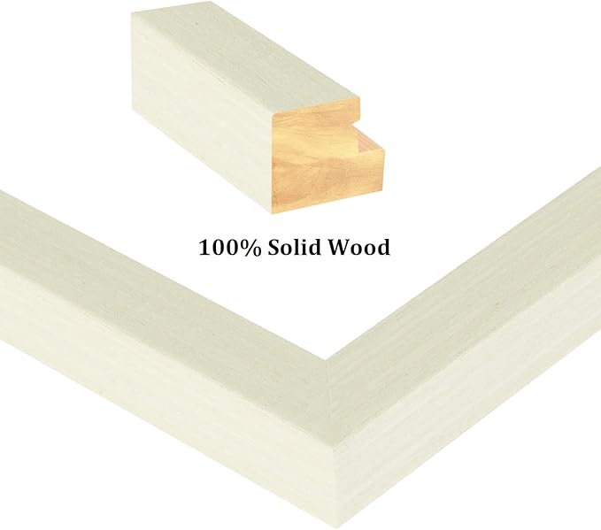 Egofine 6x8 Picture Frame Made of Solid Wood with Plexiglass, Display Pictures 4x6/5x7 with Mat or 6x8 Without Mat for Tabletop and Wall Mounting, Beige