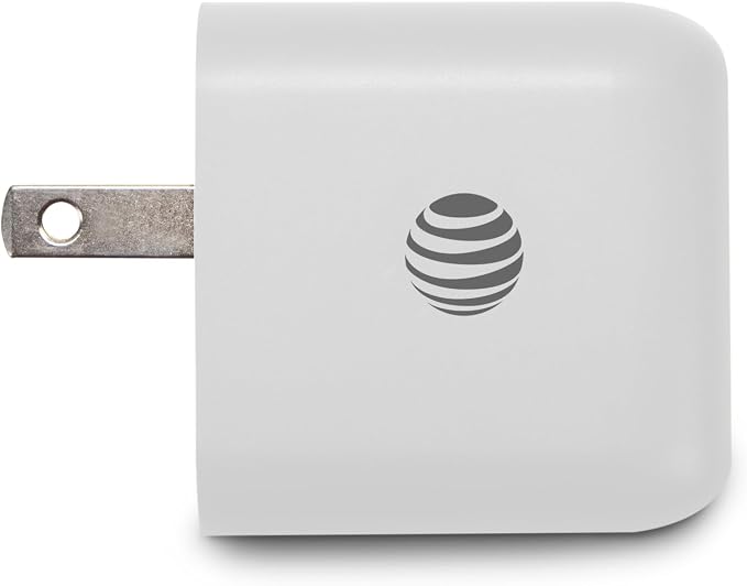 AT&ampT USB-C Wall Charger Fast Charging Power Adapter Foldable Prongs Travel-Friendly for Compatible with iPhone iPad Samsung Galaxy Google Pixel (20W White)