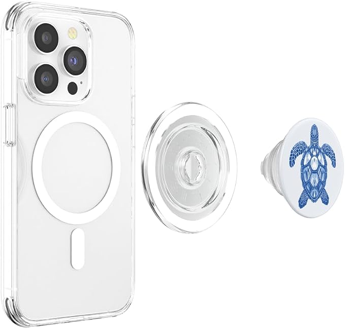Sea Turtle Pattern Design in Blues and Whites A Sea Turtle PopSockets Adhesive PopGrip