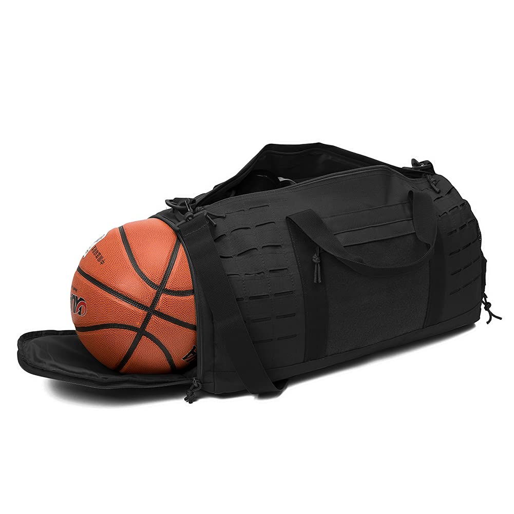 QT&QY 40L Military Tactical Duffle Bag For Men Sport Gym Fitness Tote Travel Training Workout With Shoe Compartment Basketball Football Weekender