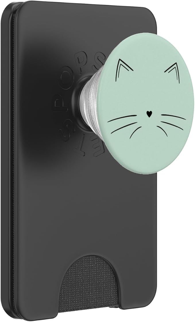 Black Cat Face Green PopSockets Adhesive PopGrip