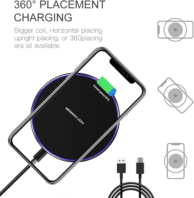 Fast Wireless Charger,20W Max Wireless Charging Pad Compatible with iPhone 16/16 Pro/15/14/13/12/SE/11/XS Max/XR,AirPods;FDGAO Wireless Charge Mat for Samsung Galaxy S25/S24/Note,Pixel/LG G8