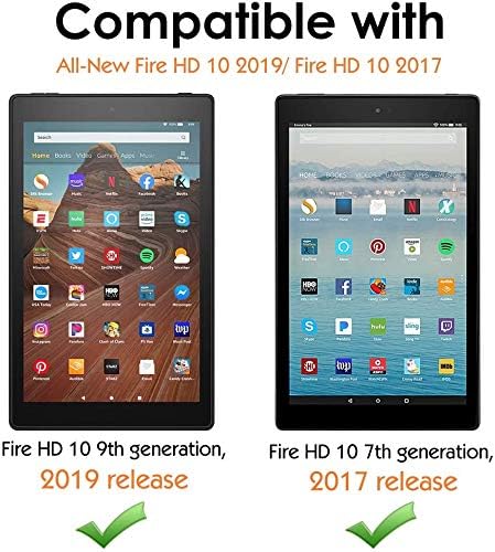 Case for Amazon Fire HD 10 Tablet 7th / 9th Generation 2017/2019 Release American Football Lightweight PU Leather Folding Stand Cover with Auto Wake/Sleep
