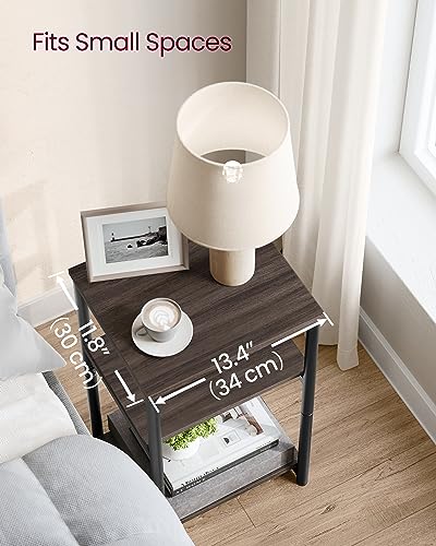 VASAGLE Side Table, Small End Table, Tall Nightstand for Living Room, Bedroom, Office, Bathroom, Chestnut Brown and Classic Black ULET273B74 - color: Chestnut Brown + Classic Black