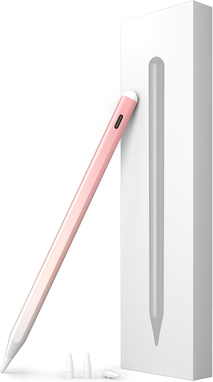 Stylus Pen for iPad Pro with Fast Charging Tilt Function Palm Rejection | Compatible with iPad 2018-2025: Works with iPad Pro Air Mini and iPad models for writing drawing and note-taking