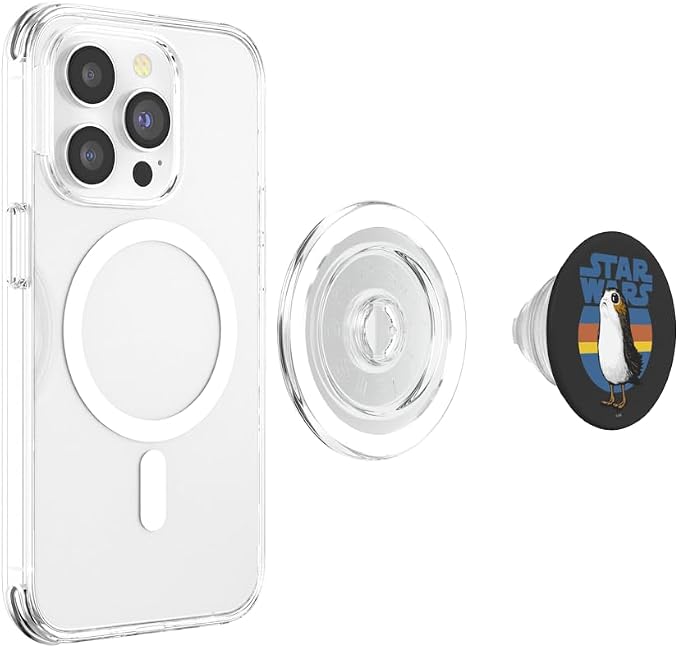 Star Wars Cute Porg Silhouette Retro Background PopSockets Standard PopGrip