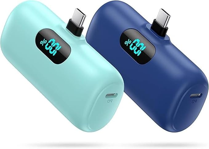[2 Pack]Small Portable Charger for iPhone 17/16/15 Series5000mAh 3A PD USB C Power Bank Mini Travel Essentials Battery Pack for iPhone 17/17 Pro/16/16 Plus/16 Pro/15 Pro MaxSamsungAndroid/LG etc