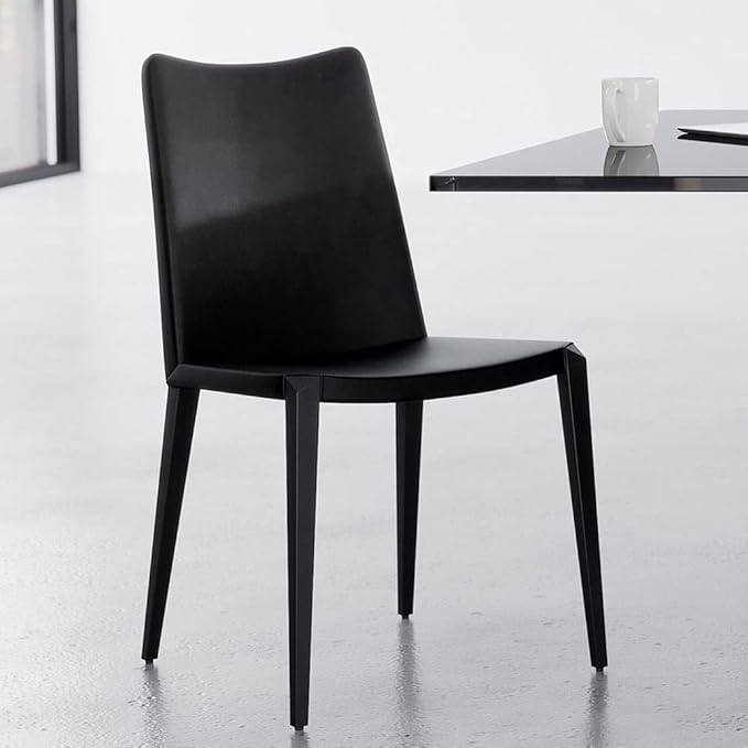ZURI Modern Jordan Dining Chair in Black Leatherette and Matte Black Steel Base