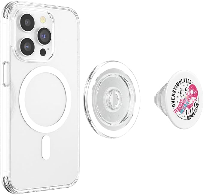 Funny Mom - Mommy Jokes - Family Vacation Trips Overstimulated Moms Club PopSocket Adhesive PopGrip for iPhone 11 in Black