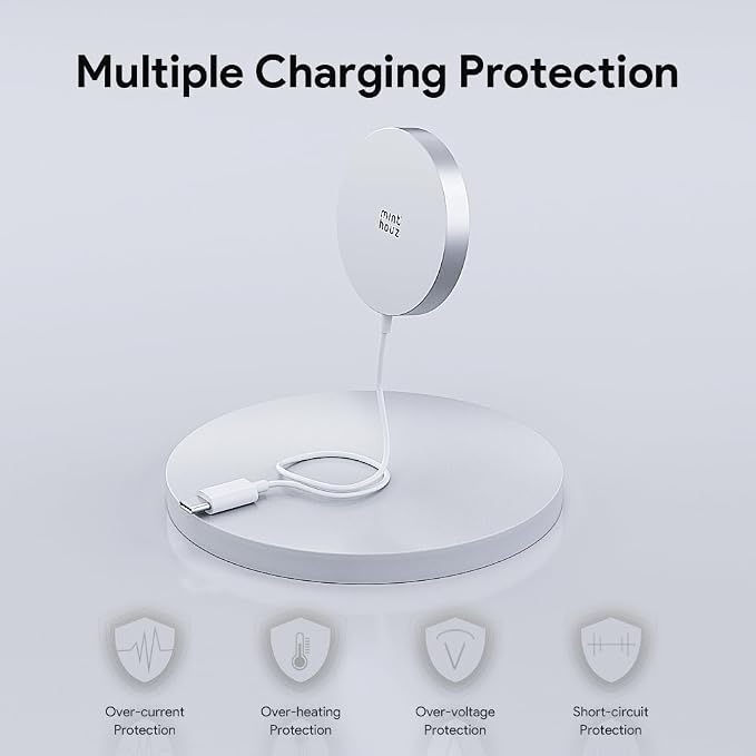 Minthouz 15W Fast Magnetic Wireless Charger Mag Safe Charging Pad Compatible with iPhone 17 Pro Max/17 Pro/17 iPhone 16/15/14/13/12 Series AirPods Qi-Enabled Devices (Black)