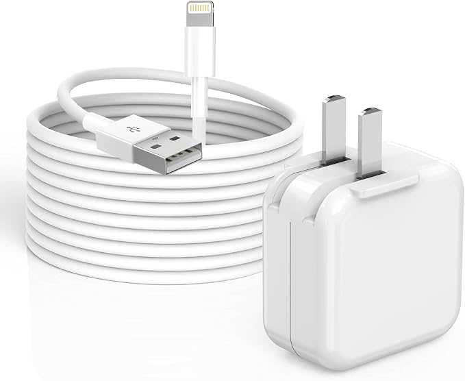 iPad ChargerFast Charge iPhone10FT i-Pad Charging Cord 12W i Pad Charger Fast Charging Block Foldable Portable Travel Plug with Extra Long Lightning Cable Cord Compatible with iPad/iPhone/Airpod