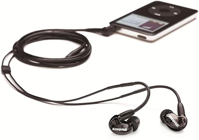 Shure SE215 PRO Sound Isolating Wired Earbuds - Black | Professional in-ear monitors with deep bass single dynamic driver secure fit detachable cable and carrying case