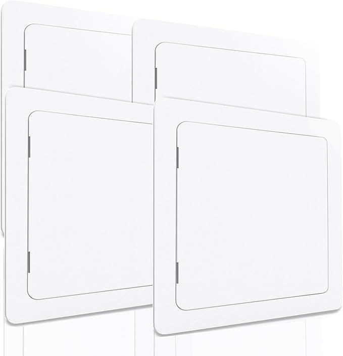 Morvat Access Panel 12x12 Inch for Drywall & Ceiling with Door, Heavy-Duty Durable ABS Plastic & Easy Install Access Box, Wall Hole Cover Plate for Plumbing & Electrical Cables & Wiring, White, 4 Pack