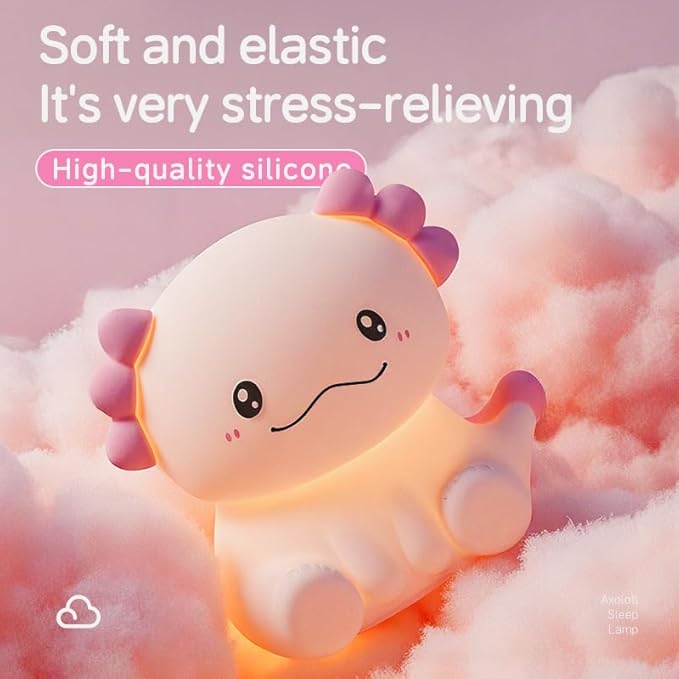 Axolotl Night Light for Adults Kids,Cute Axolotl lamp with 7 Colors Gifts Rechargeable Light Table Lamp Bedside Lamp,LED Animal Silicone Sleep Night Lamp Cute Room Decor Night Light for Girls Boys