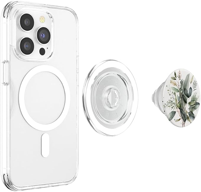 Botanical Watercolor Eucalyptus Leaves Green Blossom Flowery PopSockets Adhesive PopGrip