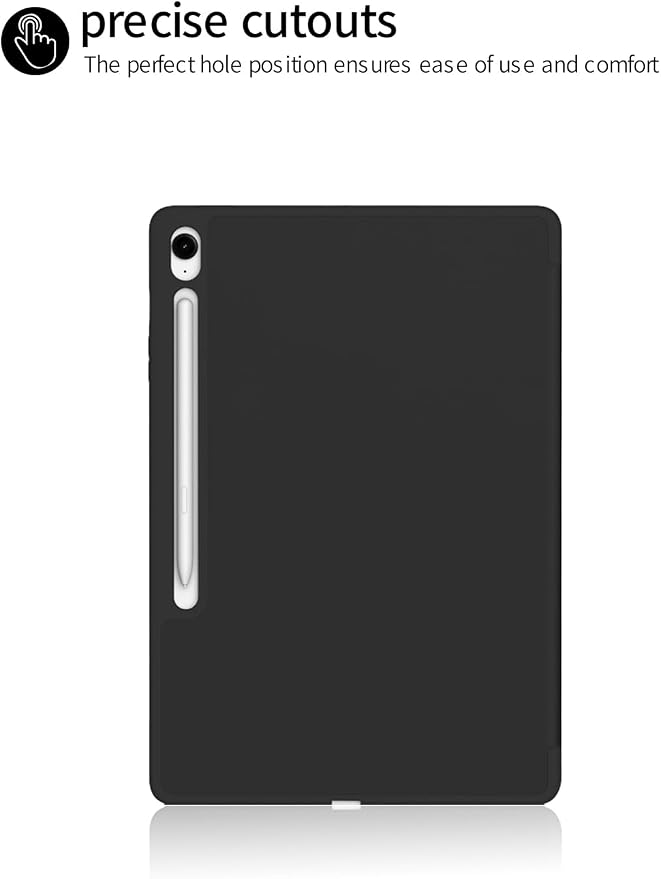 for Samsung Galaxy Tab S10 FE+ 13 inch Tablet CaseBOVGAC Ultra Slim PU Leather Folding Protective Cover Case with Adjustable Soft TPU Back Shell Full Protection Scratch Resistant (Black)
