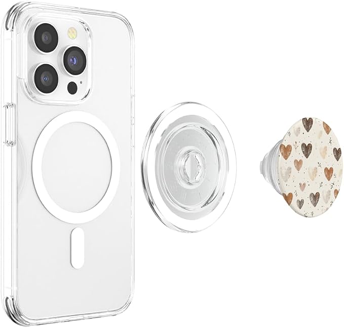 Brown Heart Pattern PopSockets Adhesive PopGrip