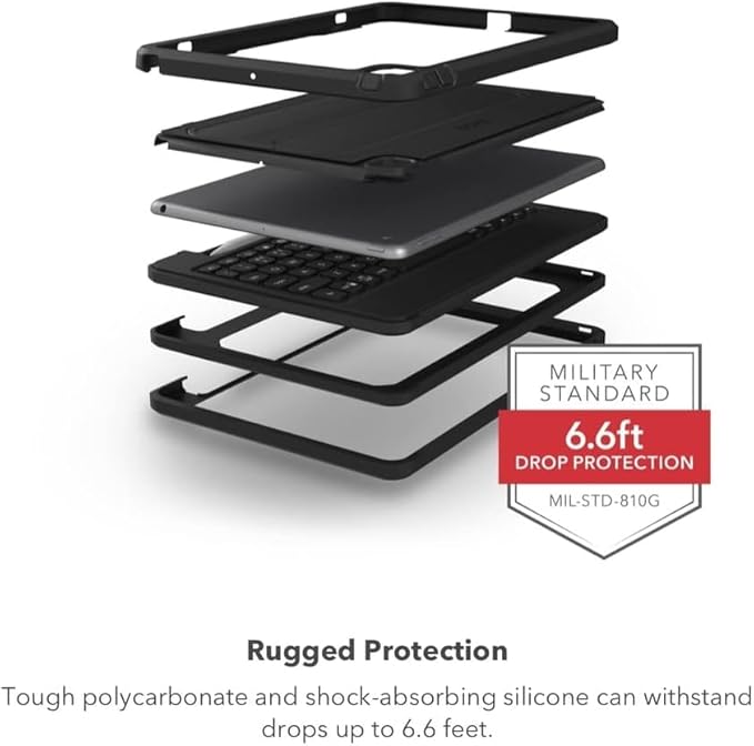 ZAGG Rugged Book iPad Pro 11-inch (M4) Keyboard Case - Durable Magnetic-Hinged, 6.6 Feet Drop Protection, Backlit Laptop-Style Keys, Multi-Device Pairing, Detachable Keyboard