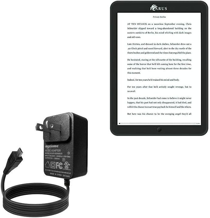 BoxWave Charger Compatible with Icarus Illumina XL - Wall Charger Direct (15W) Rapid Charge Your Device with Built-in 3ft Cable