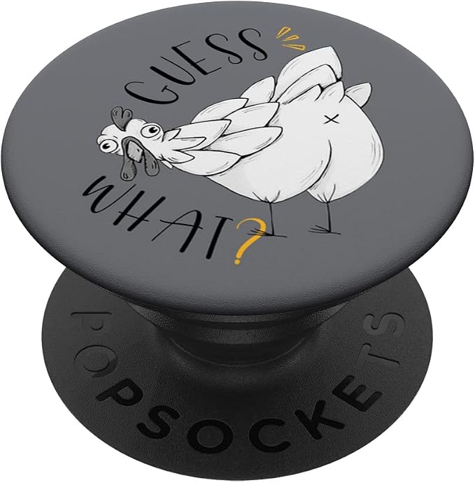 Guess What Chicken Butt Funny Dad Joke Pun Meme Humor Gray PopSockets Swappable PopGrip