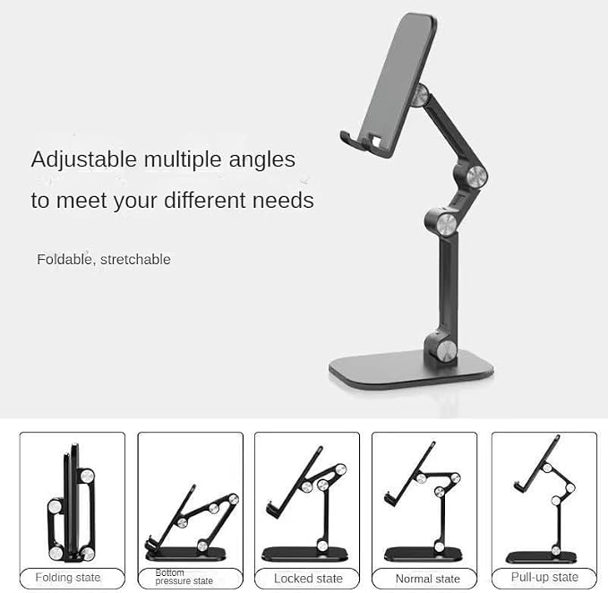 Multi Folding Cell Phone Stand4 Adjustable Foldable Desktop Phone Holder Cradle Dock Compatible with iPhone 16 15 14 13 12 11 Pro Xs Xs Max Xr X 8 Kindle Android Phones