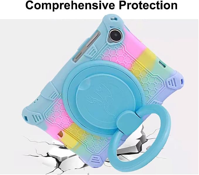Tablet Case for Lenovo M8 TB300XU/TB-8505F/TB-8705F/TB-8506FSoft Anti-Stress Silicone Case with Rotate Stand/Pencil Holder/Shoulder Strap/Pen for Lenovo Tab M8 8 inch (Colorful Light Blue)