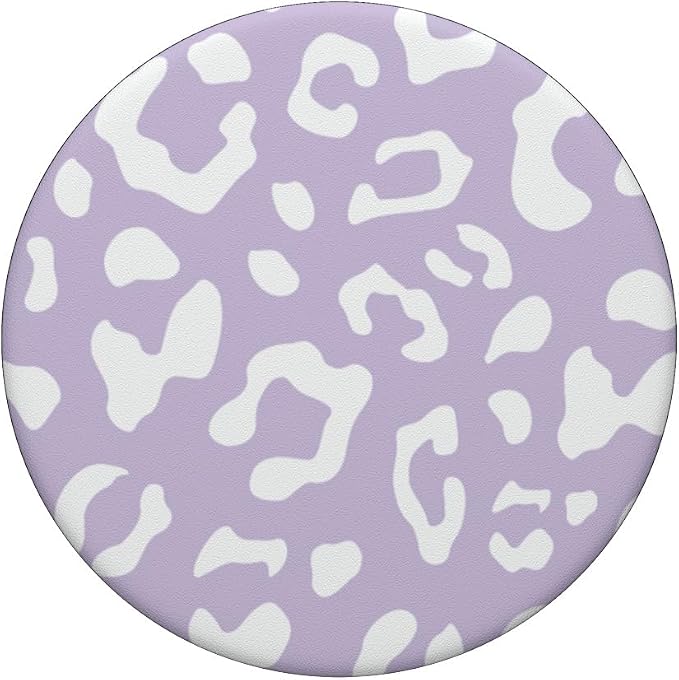 White Leopard Cheetah Light Pastel Purple PopSockets Adhesive PopGrip