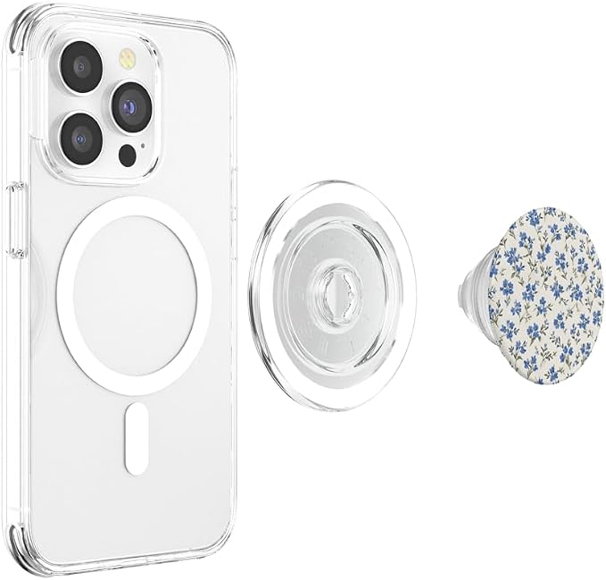 White Blue Flower Floral Pattern PopSockets Adhesive PopGrip