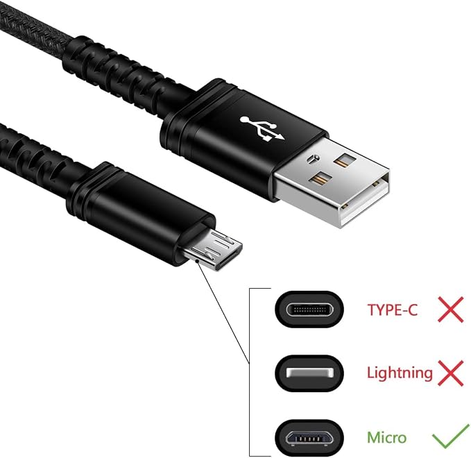 Compatible for Consumer Cellular Postpaid ZTE Avid 579 2X 3.3ft/1m Black Mirco USB Charging Data Cable (Mirco USB)