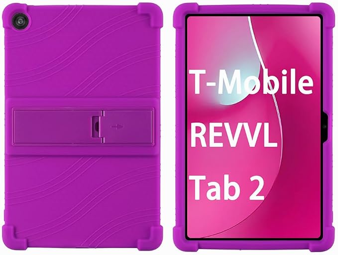 for Revvl Tab 2 Case (2025) Kids Soft Silicone Cover for Tmobile Revvl Tab 2 Tablet Case with Stand (Black)