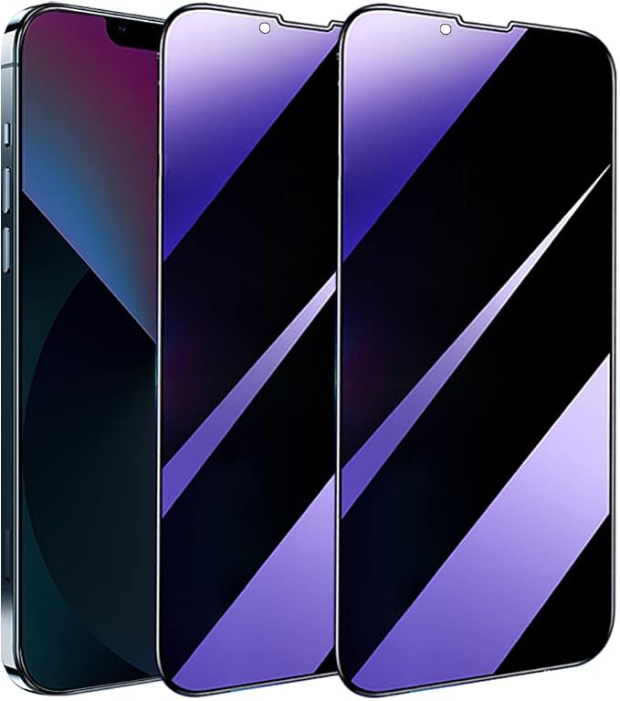 2 Pack Compatible with iPhone 12 Pro Max Privacy Screen Protector Anti-Spy Anti-Blue Light Eye Protection Tempered Glass Film Scratch Resistant Full Coverage Case Friendly