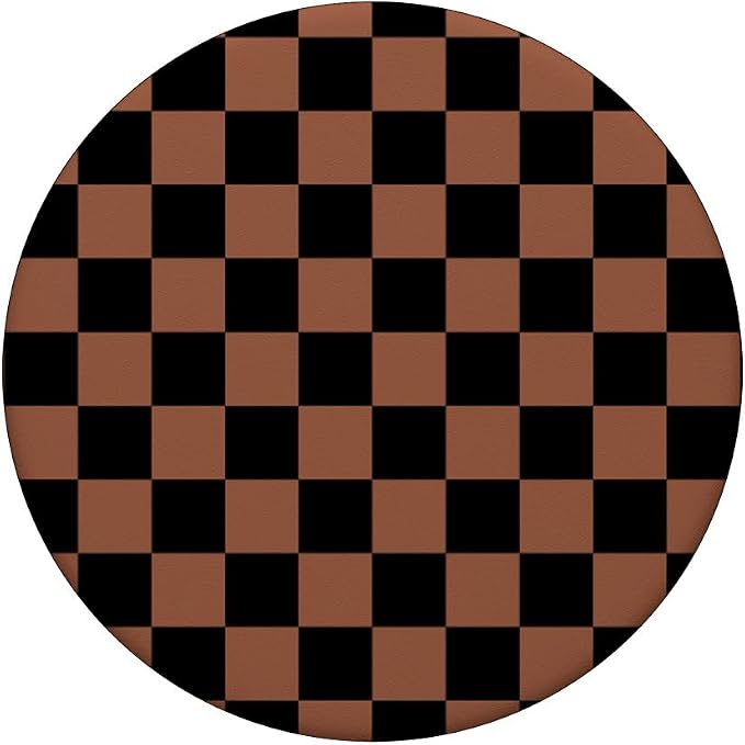 Brown and Black Checker Checkers Checkered Prüfer PopSockets Adhesive PopGrip