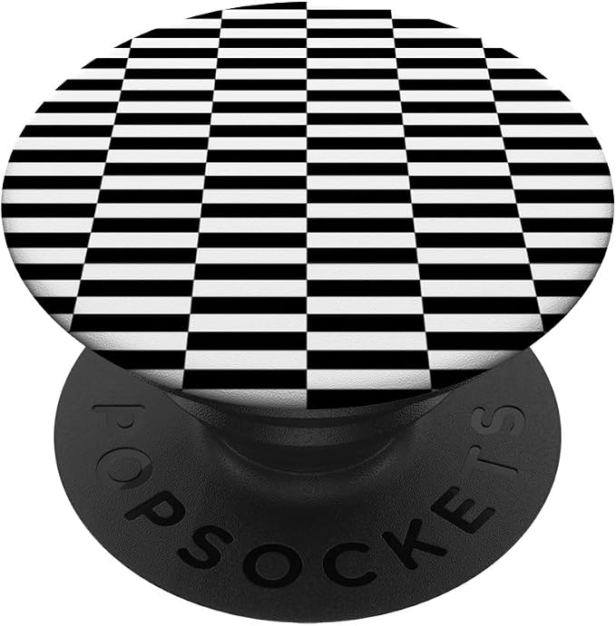 Black White pop Art Grid Stripes Minimalist Checkered 1960s PopSockets PopGrip for MagSafe