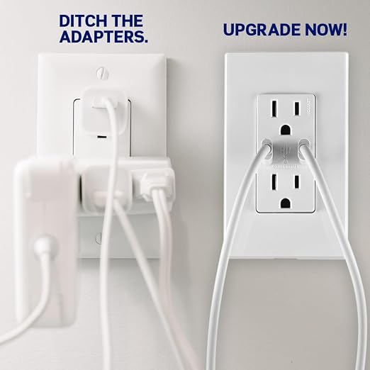 Leviton 30W (6A) USB Dual Type-C/C Power Delivery In-Wall Charger with 15A Tamper-Resistant Outlet USB Charger for Smartphones Tablets Laptops T5635-E Black
