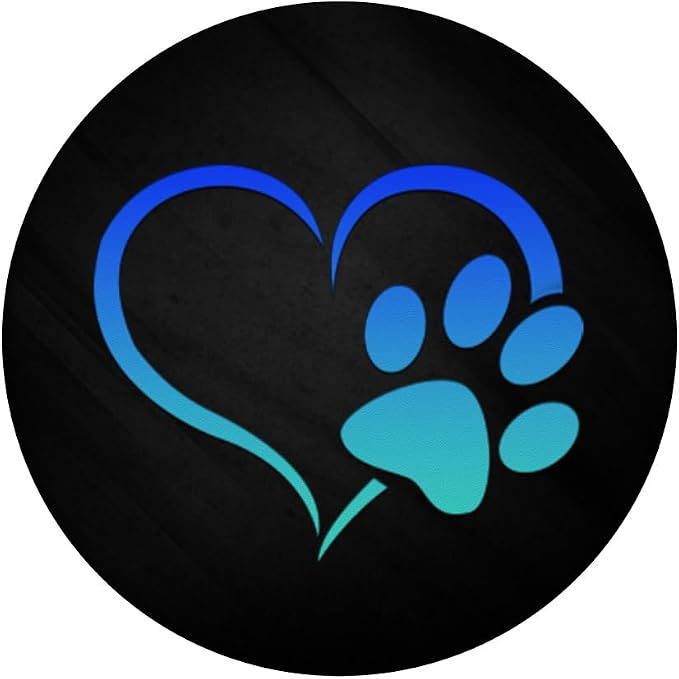Turquoise Teal Blue Color Dog Paw Print Heart On a Black PopSockets Adhesive PopGrip