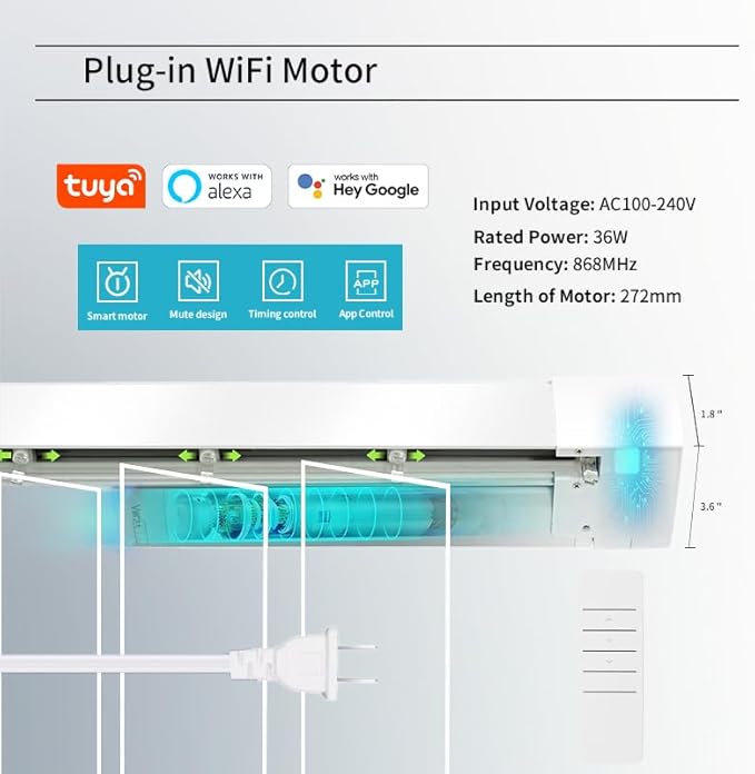 Blindify Motorized Sheer Vertical Blinds with Remote, Light Filtering Smart Vertical Blinds Work with Alex Google Home, Horizontal Blinds for Sliding Glass Doors, Customize(Pure White)