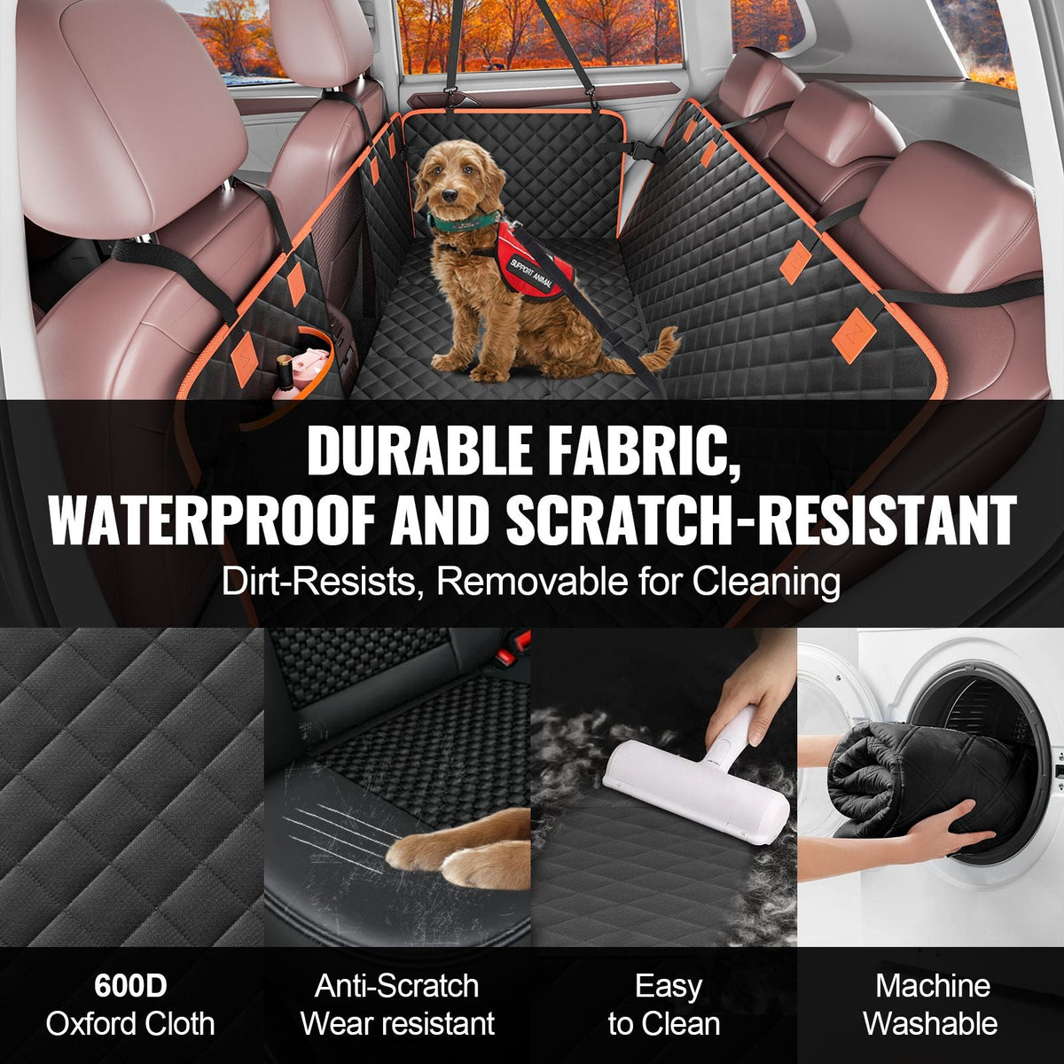 51.2 x 27.6 in Dog Car Seat Cover for Back Seat Waterproof 600D for SUV