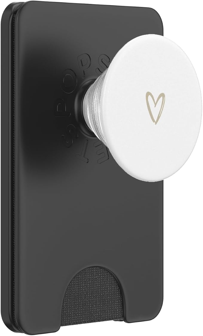 Beige White Minimalist Heart PopSockets Adhesive PopGrip