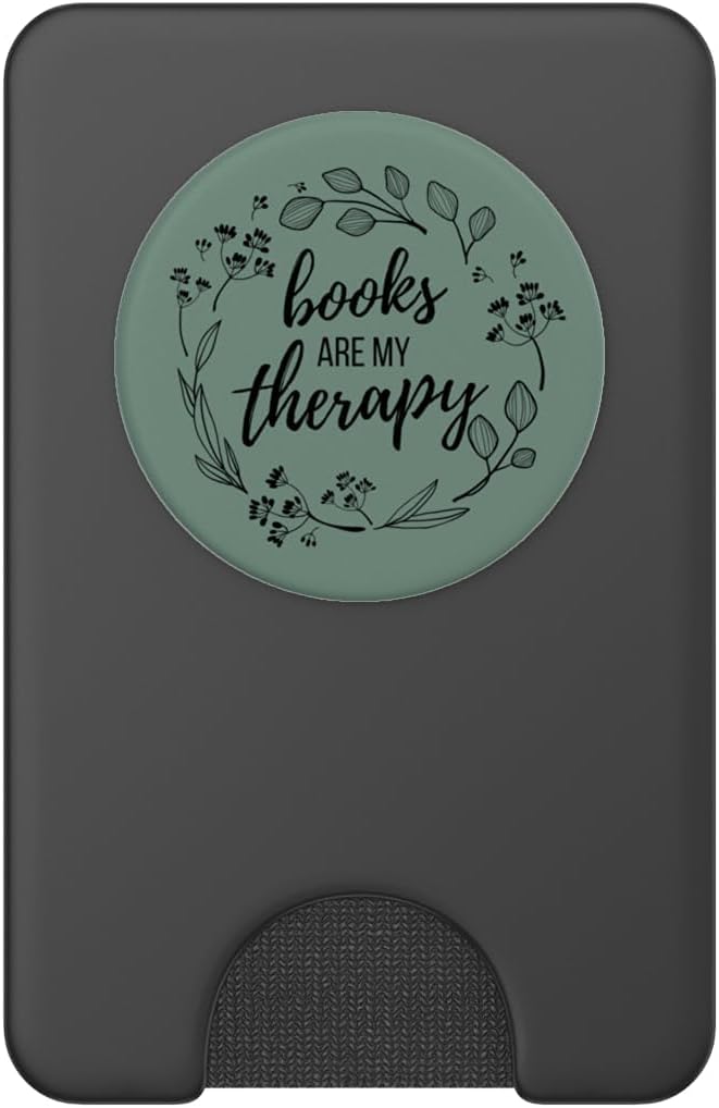 Books are My Therapy Lover Bookish Librarian Boho Floral PopSockets Adhesive PopGrip