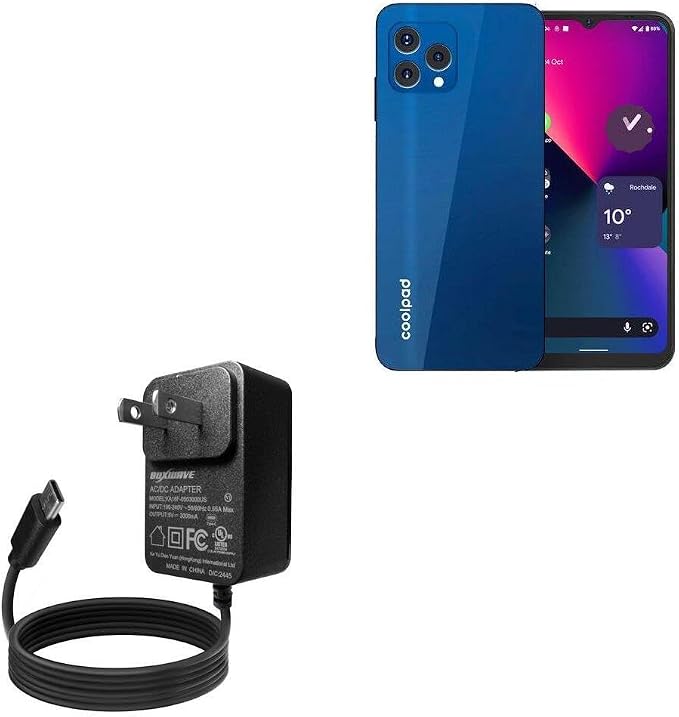 BoxWave Charger Compatible with Coolpad CP12 - Wall Charger Direct (15W) Rapid Charge Your Device with Built-in 3ft Cable
