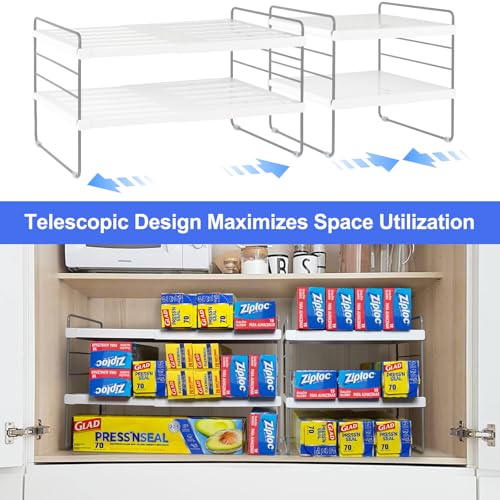 Cirhy Pantry Organizers and Storage,3 Tiers Expandable Foil and Plastic Wrap Organizer, Adjustable Kitchen Cabinet Shelf Organizer, Shelves Storage Rack for Cabinet Countertop (9.8" To 15.6" L) 2PCS - style: Foil and Wrap Organizer-2pcs