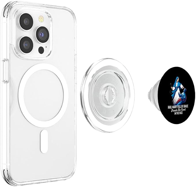 Hail Mary Full of Grace Punch the Devil in the Face Catholic PopSockets MagSafe PopGrip for iPhone