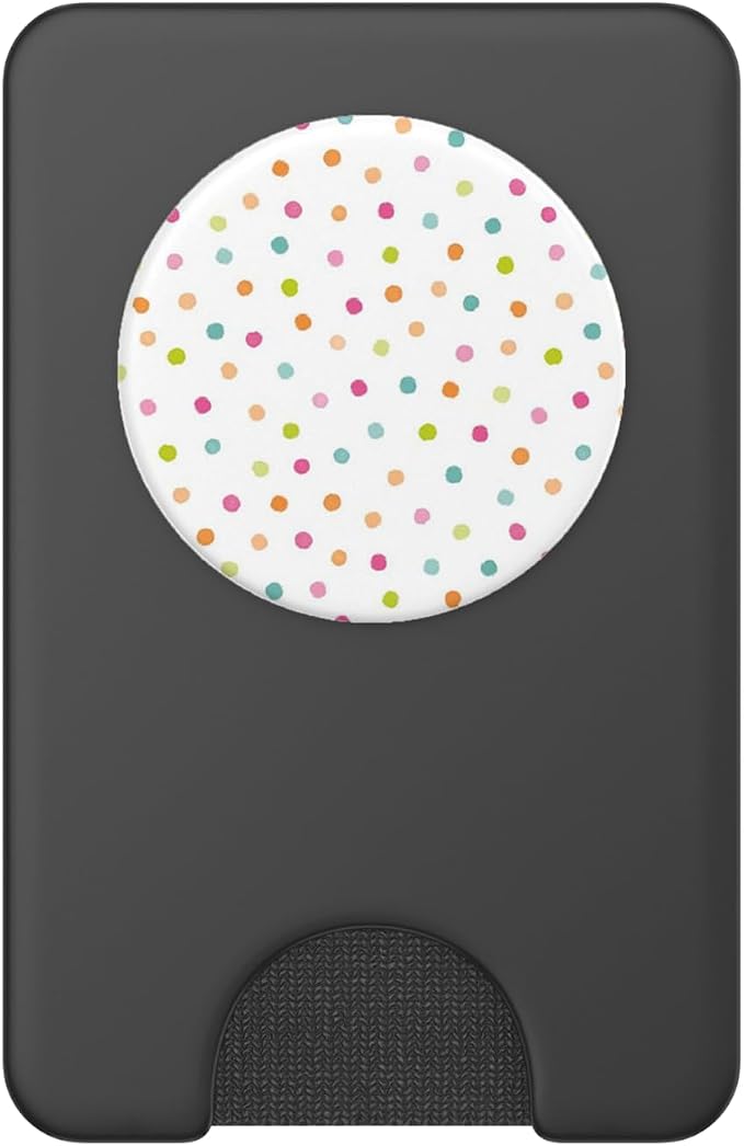 Cute Polka Dot Colorful Pattern Design on White PopSockets Adhesive PopGrip