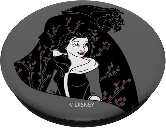 Disney Beauty And The Beast Belle And Beast Floral Portrait PopSockets Standard PopGrip
