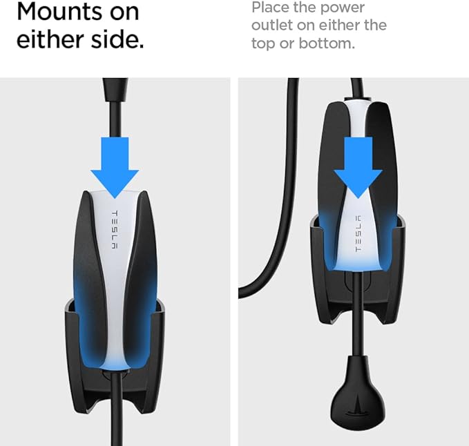 Spigen Bespoke All-in-One Cable Organizer Wall Mount Designed for All Tesla Mobile Charger Cable [Model 3/Y/X/S 2025/2024/2023/2022] - Dark Silver | Valentines Day Gift