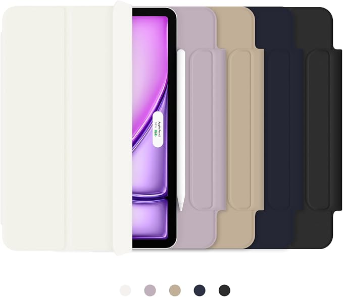 for iPad Air 13 inch M4/M3/M2 Case (2026/2025/2024Model A3268/A3269/A3271) Auto Sleep/Wake and Magnetic Closure Slim Trifold Stand Case PU Leather Cover Support Apple Pencil Pro Black