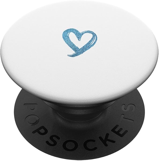 Blue Minimalist Heart White PopSockets Adhesive PopGrip