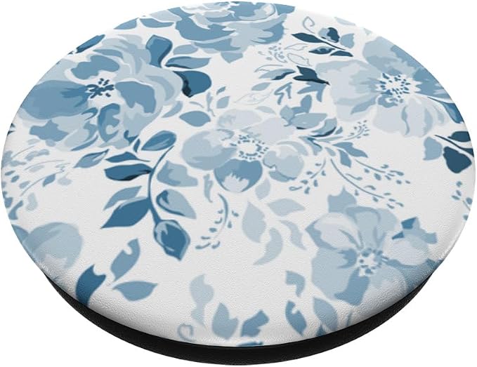 Light Blue Floral Flowers Country Vintage Antique PopSockets Adhesive PopGrip