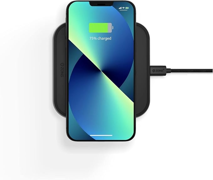 Zens Qi Certified Aluminium Wireless Charging Pad Supports Fast Wireless Charging up to 10 Watts - Works with All Qi-Enabled Devices
